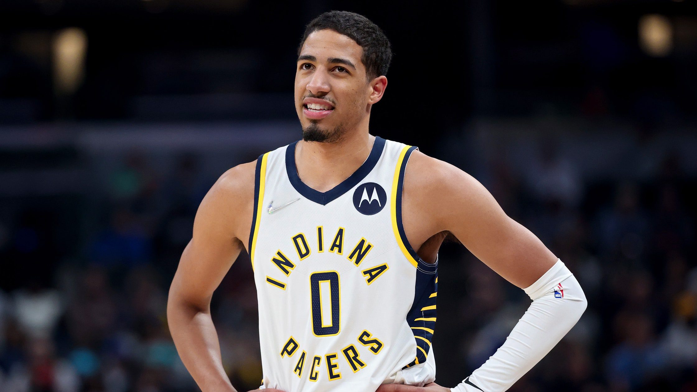 Tyrese Haliburton wearing an Indiana Pacer jersey. Credit to Dylan Buell