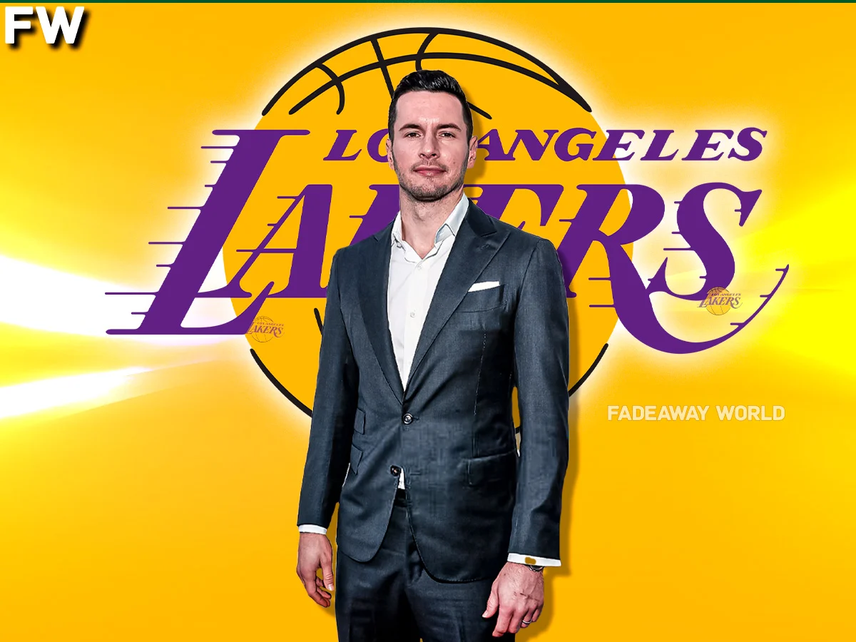 JJ Redick standing in front of Lakers’ logo Credit: Fadeaway World